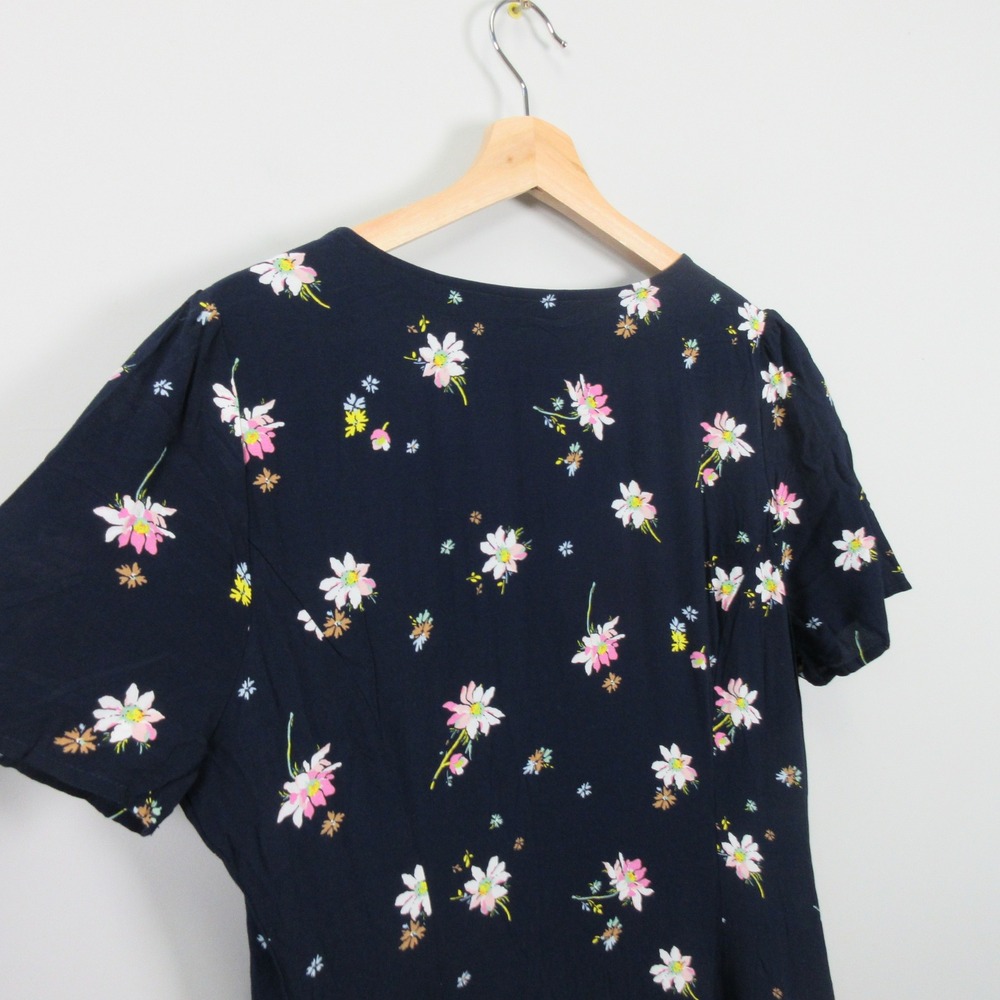 GAP Women's Navy Floral Print Button Front Midi Dress Size 12 - Picture 10 of 13